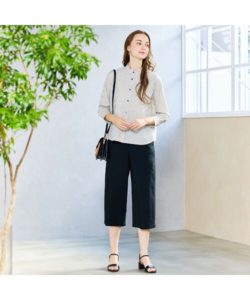 Liliane Burty ECLAT（Sサイズ） / リリアンビューティ エクラ シャツ・ブラウス | 【S・Mサイズ】FABRICA　綿ストライプバンドカラーブラウス | 詳細7