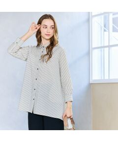 Liliane Burty ECLAT（Sサイズ） / リリアンビューティ エクラ シャツ・ブラウス | 【S・Mサイズ】FABRICA　綿ストライプロングブラウス