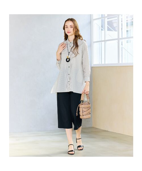 Liliane Burty ECLAT（Sサイズ） / リリアンビューティ エクラ シャツ・ブラウス | 【S・Mサイズ】FABRICA　綿ストライプロングブラウス | 詳細5