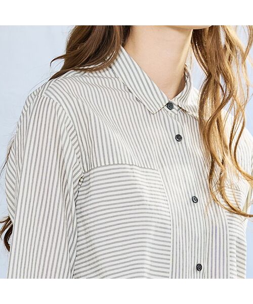 Liliane Burty ECLAT（Sサイズ） / リリアンビューティ エクラ シャツ・ブラウス | 【S・Mサイズ】FABRICA　綿ストライプロングブラウス | 詳細6