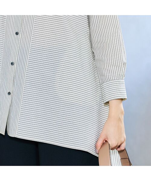 Liliane Burty ECLAT（Sサイズ） / リリアンビューティ エクラ シャツ・ブラウス | 【S・Mサイズ】FABRICA　綿ストライプロングブラウス | 詳細7
