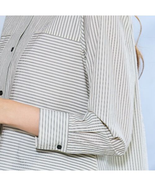 Liliane Burty ECLAT（Sサイズ） / リリアンビューティ エクラ シャツ・ブラウス | 【S・Mサイズ】FABRICA　綿ストライプロングブラウス | 詳細8