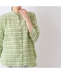 Liliane Burty ECLAT（Sサイズ） / リリアンビューティ エクラ シャツ・ブラウス | 【S・Mサイズ】シースルーチェック　バンドカラーブラウス
