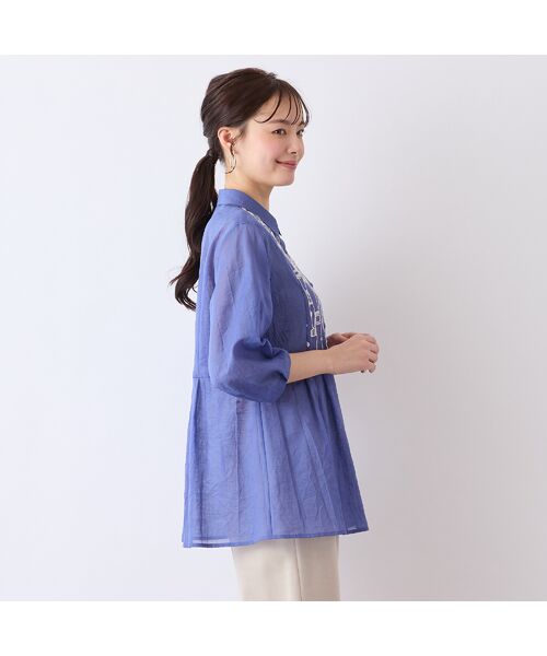 【S・Mサイズ】綿麻ワッシャー刺繍ブラウス セール】 【S・Mサイズ】綿麻ワッシャー刺繍ブラウス （シャツ