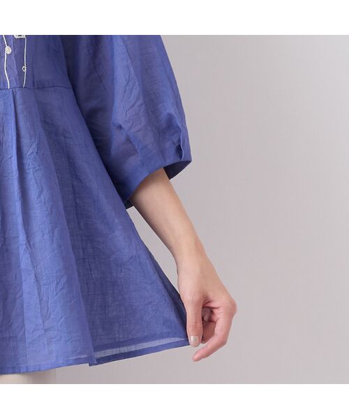 【S・Mサイズ】綿麻ワッシャー刺繍　ブラウス セール】 【S・Mサイズ】綿麻ワッシャー刺繍ブラウス （シャツ