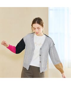 Liliane Burty ECLAT（Sサイズ） / リリアンビューティ エクラ カーディガン・ボレロ | 【Charme par Eclat】ウォッシャブル　バイカラーニットカーディガン