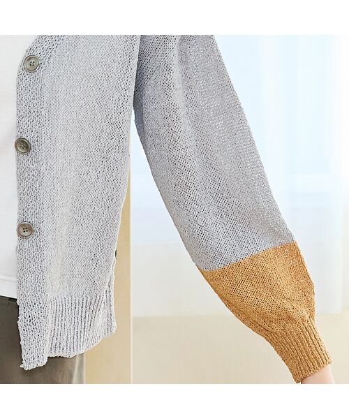 Liliane Burty ECLAT（Sサイズ） / リリアンビューティ エクラ カーディガン・ボレロ | 【Charme par Eclat】ウォッシャブル　バイカラーニットカーディガン | 詳細10