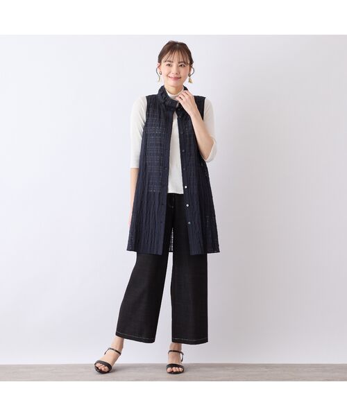 Liliane Burty ECLAT（Sサイズ） / リリアンビューティ エクラ シャツ・ブラウス | 【S・Mサイズ】ウォッシャブルシースルーチェックベスト | 詳細9