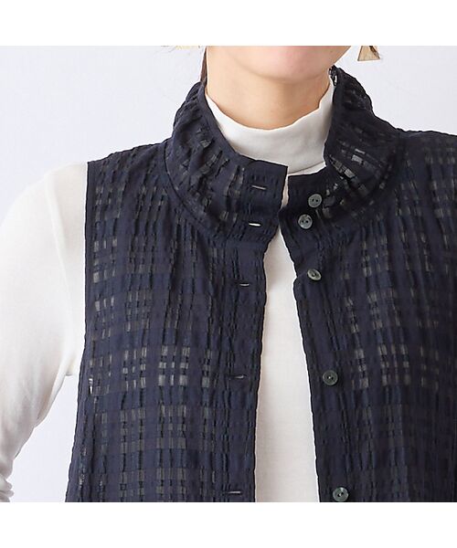 Liliane Burty ECLAT（Sサイズ） / リリアンビューティ エクラ シャツ・ブラウス | 【S・Mサイズ】ウォッシャブルシースルーチェックベスト | 詳細11
