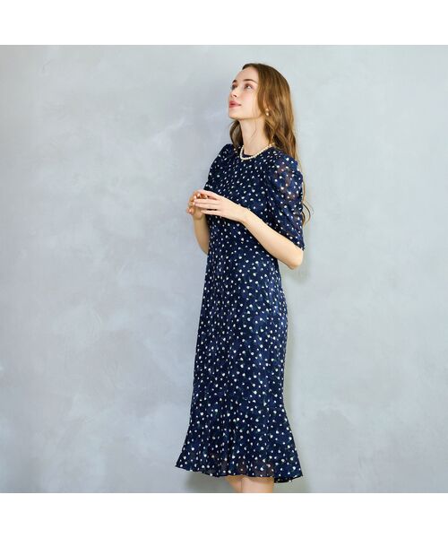 【Sairi】ジャガードワンピース ブルー Mサイズ Sairi様専用】ジャガードワンピース ブルー Mサイズ