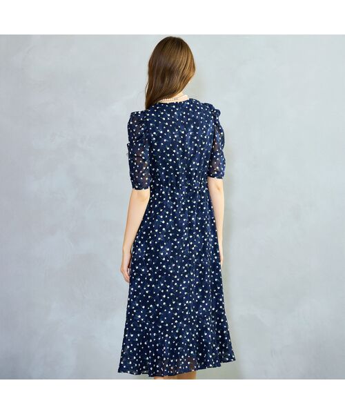 Liliane Burty ECLAT（Sサイズ） / リリアンビューティ エクラ ミニ丈・ひざ丈ワンピース | 【S・Mサイズ】ウォッシャブル　シフォンカットジャカードワンピース | 詳細2