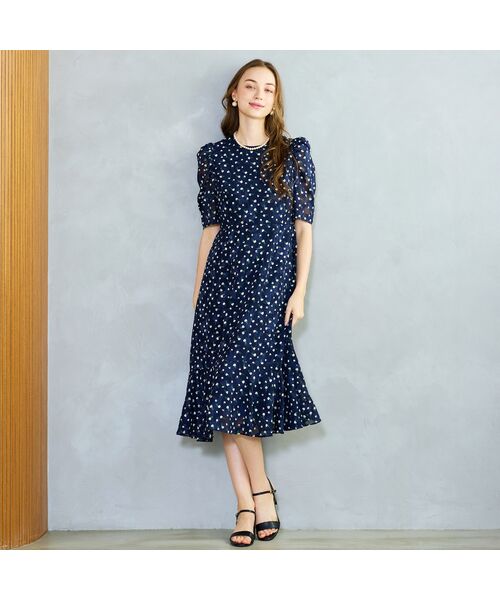 Liliane Burty ECLAT（Sサイズ） / リリアンビューティ エクラ ミニ丈・ひざ丈ワンピース | 【S・Mサイズ】ウォッシャブル　シフォンカットジャカードワンピース | 詳細4