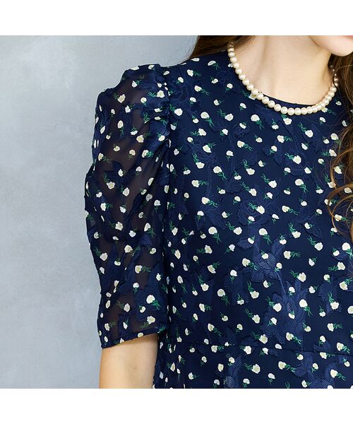 Liliane Burty ECLAT（Sサイズ） / リリアンビューティ エクラ ミニ丈・ひざ丈ワンピース | 【S・Mサイズ】ウォッシャブル　シフォンカットジャカードワンピース | 詳細5