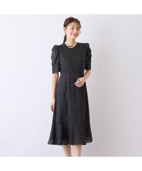 Liliane Burty ECLAT（Sサイズ） / リリアンビューティ エクラ ミニ丈・ひざ丈ワンピース | 【S・Mサイズ】ウォッシャブル　シフォンカットジャカードワンピース | 詳細9