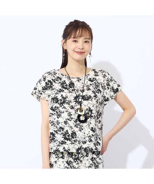 Liliane Burty ECLAT（Sサイズ） / リリアンビューティ エクラ シャツ・ブラウス | 【S～Mフリーサイズ】ウォッシャブルアムンゼンプリントブラウス | 詳細2