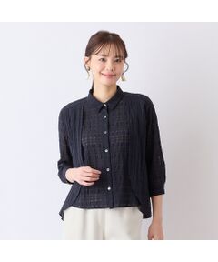 Liliane Burty ECLAT（Sサイズ） / リリアンビューティ エクラ シャツ・ブラウス | 【S・Mサイズ】ウォッシャブルシースルーチェックブラウス