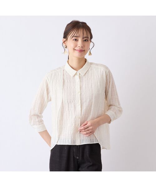 Liliane Burty ECLAT（Sサイズ） / リリアンビューティ エクラ シャツ・ブラウス | 【S・Mサイズ】ウォッシャブルシースルーチェックブラウス | 詳細1