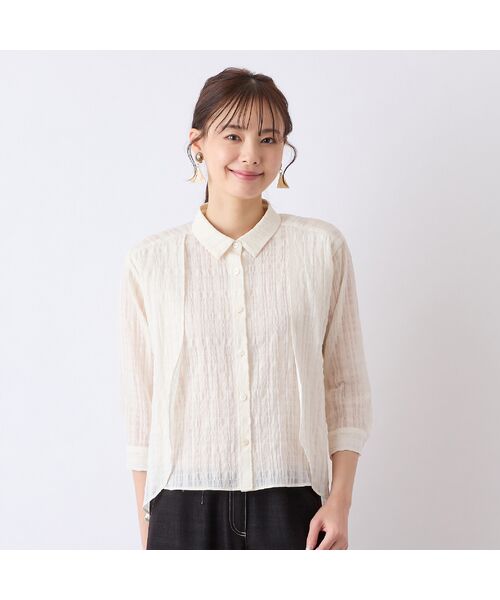 Liliane Burty ECLAT（Sサイズ） / リリアンビューティ エクラ シャツ・ブラウス | 【S・Mサイズ】ウォッシャブルシースルーチェックブラウス | 詳細2