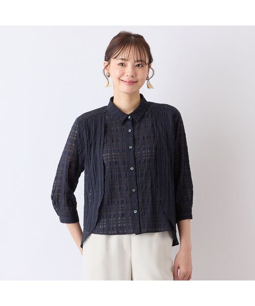 Liliane Burty ECLAT（Sサイズ） / リリアンビューティ エクラ シャツ・ブラウス | 【S・Mサイズ】ウォッシャブルシースルーチェックブラウス | 詳細8