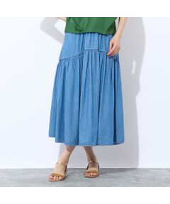 Liliane Burty ECLAT（Sサイズ） / リリアンビューティ エクラ ミニ・ひざ丈スカート | 【S・Mサイズ】ウォッシャブル　デニムギャザースカート