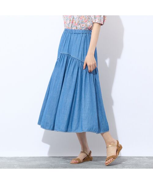 Liliane Burty ECLAT（Sサイズ） / リリアンビューティ エクラ ミニ・ひざ丈スカート | 【S・Mサイズ】ウォッシャブル　デニムギャザースカート | 詳細9