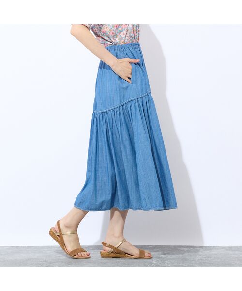 Liliane Burty ECLAT（Sサイズ） / リリアンビューティ エクラ ミニ・ひざ丈スカート | 【S・Mサイズ】ウォッシャブル　デニムギャザースカート | 詳細10