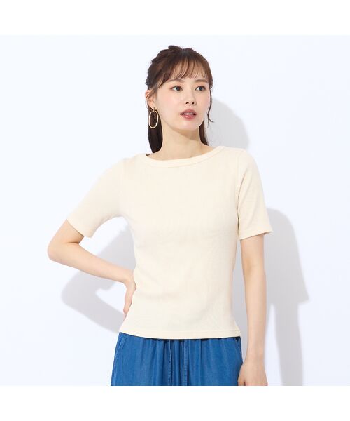 S・Mサイズ】ラメリブジャージー 半袖Tシャツ （カットソー
