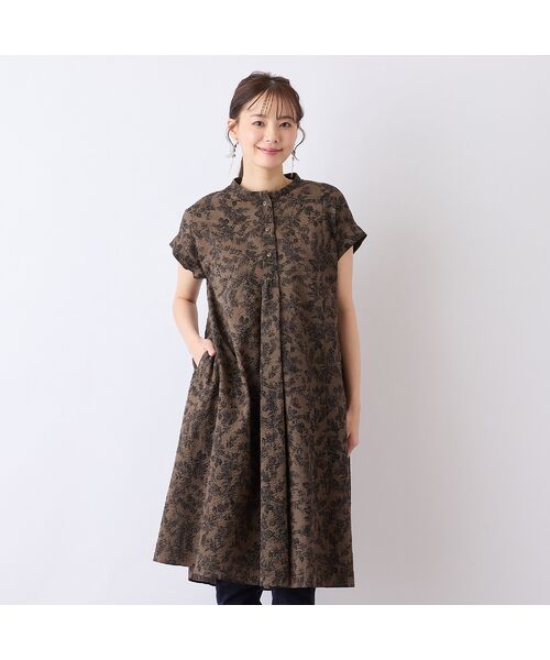 Liliane Burty ECLAT(Sサイズ)/リリアンビューティ エクラ 【S・Mサイズ】ミラクルウェーブ フラワープリントワンピ ブラウン S Liliane Burty ECLAT(Sサイズ)/リリアンビューティ エクラ 【S・Mサイズ】ミラクルウェーブ フラワープリントワンピ ブラウン S