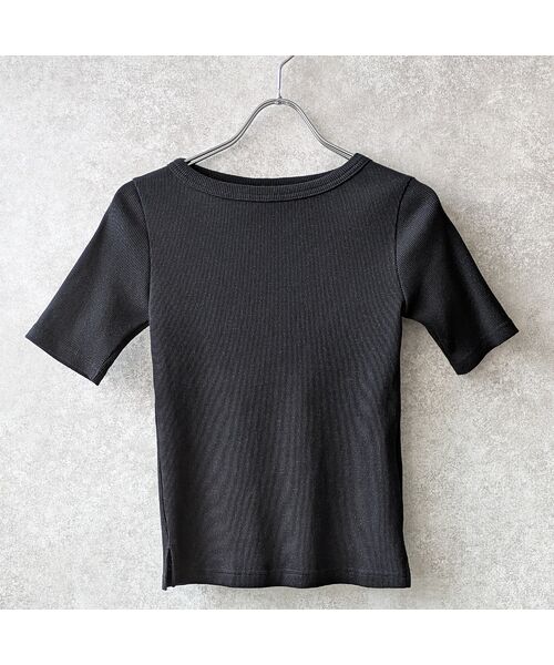 Liliane Burty ECLAT（Sサイズ） / リリアンビューティ エクラ カットソー | 【S・Mサイズ】ラメリブジャージー　半袖Tシャツ(ブラック) | 詳細6