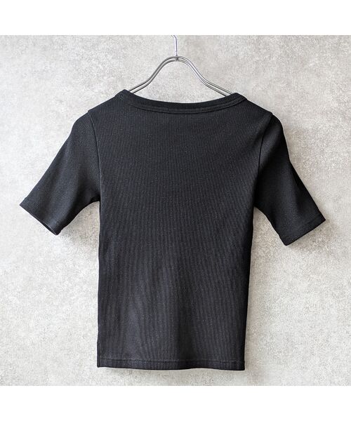 Liliane Burty ECLAT（Sサイズ） / リリアンビューティ エクラ カットソー | 【S・Mサイズ】ラメリブジャージー　半袖Tシャツ(ブラック) | 詳細7