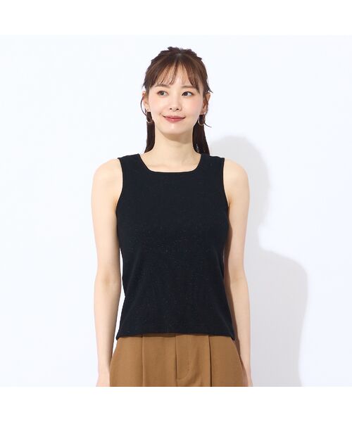 Liliane Burty ECLAT（Sサイズ） / リリアンビューティ エクラ カットソー | 【S・Mサイズ】ラメリブジャージー　タンクトップ(ブラック) | 詳細1