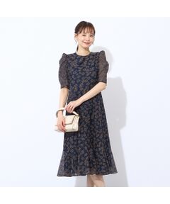 Liliane Burty ECLAT（Sサイズ） / リリアンビューティ エクラ ミニ丈・ひざ丈ワンピース | メッシュレースプリントワンピース