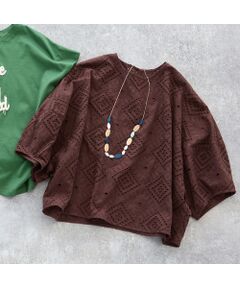 Liliane Burty ECLAT（Sサイズ） / リリアンビューティ エクラ シャツ・ブラウス | 【洗える】綿レースプルオーバーブラウス