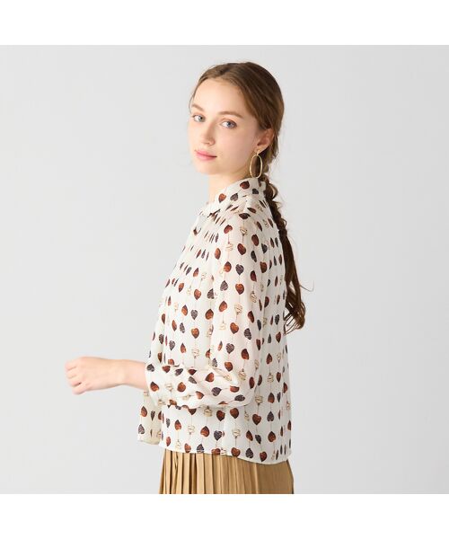 Liliane Burty ECLAT（Sサイズ） / リリアンビューティ エクラ シャツ・ブラウス | 【洗える】チョコレートプリントボウタイブラウス | 詳細3