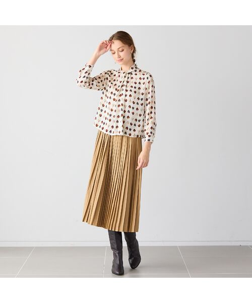 Liliane Burty ECLAT（Sサイズ） / リリアンビューティ エクラ シャツ・ブラウス | 【洗える】チョコレートプリントボウタイブラウス | 詳細5