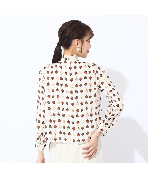 Liliane Burty ECLAT（Sサイズ） / リリアンビューティ エクラ シャツ・ブラウス | 【洗える】チョコレートプリントボウタイブラウス | 詳細9