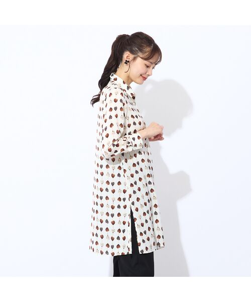 Liliane Burty ECLAT（Sサイズ） / リリアンビューティ エクラ シャツ・ブラウス | 【洗える】チョコレートプリントロングブラウス | 詳細1