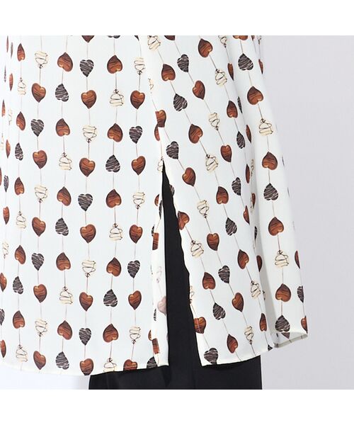 Liliane Burty ECLAT（Sサイズ） / リリアンビューティ エクラ シャツ・ブラウス | 【洗える】チョコレートプリントロングブラウス | 詳細6