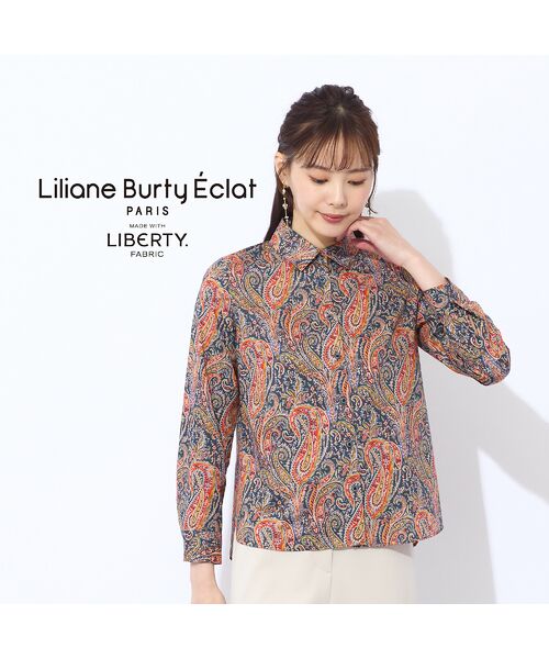 Liliane Burty ECLAT（Sサイズ） / リリアンビューティ エクラ シャツ・ブラウス | 【洗える】リバティ　ペイズリープリント衿付きブラウス | 詳細1