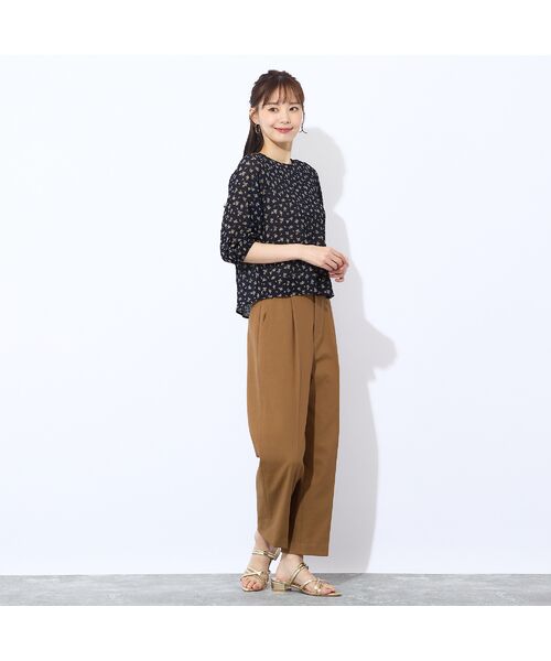 Liliane Burty ECLAT（Sサイズ） / リリアンビューティ エクラ シャツ・ブラウス | 【洗える】ストレッチシアープリントブラウス | 詳細4