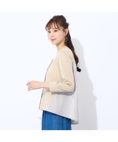 Liliane Burty ECLAT（Sサイズ） / リリアンビューティ エクラ カーディガン・ボレロ | 【洗える】ポンチ×ストライプカーディガン