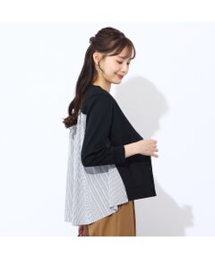 Liliane Burty ECLAT（Sサイズ） / リリアンビューティ エクラ カーディガン・ボレロ | 【洗える】ポンチ×ストライプカーディガン