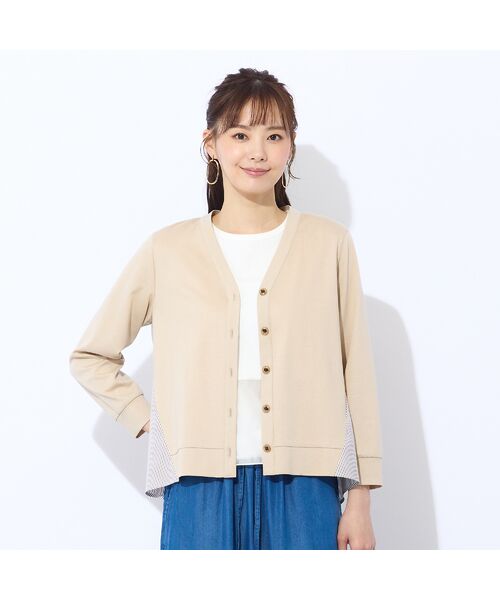 Liliane Burty ECLAT（Sサイズ） / リリアンビューティ エクラ カーディガン・ボレロ | 【洗える】ポンチ×ストライプカーディガン | 詳細1