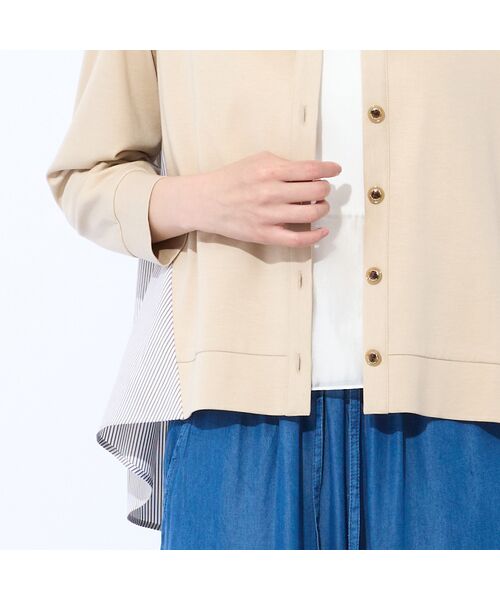 Liliane Burty ECLAT（Sサイズ） / リリアンビューティ エクラ カーディガン・ボレロ | 【洗える】ポンチ×ストライプカーディガン | 詳細4