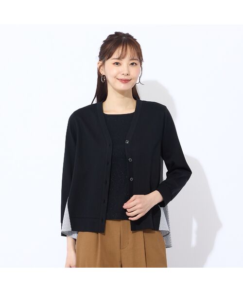 Liliane Burty ECLAT（Sサイズ） / リリアンビューティ エクラ カーディガン・ボレロ | 【洗える】ポンチ×ストライプカーディガン | 詳細5