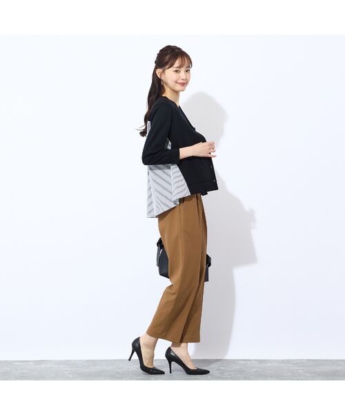 Liliane Burty ECLAT（Sサイズ） / リリアンビューティ エクラ カーディガン・ボレロ | 【洗える】ポンチ×ストライプカーディガン | 詳細9