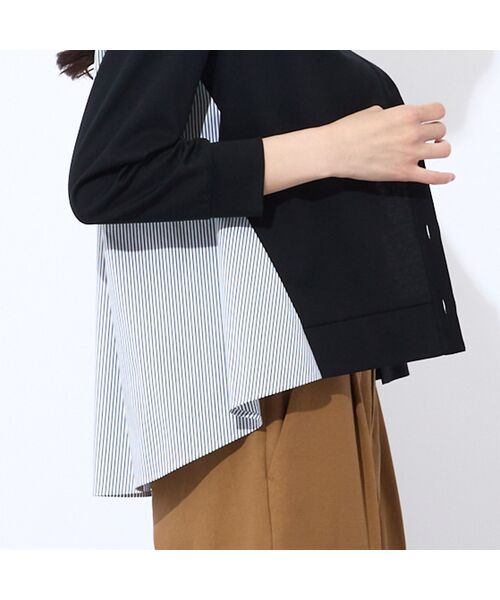 Liliane Burty ECLAT（Sサイズ） / リリアンビューティ エクラ カーディガン・ボレロ | 【洗える】ポンチ×ストライプカーディガン | 詳細10