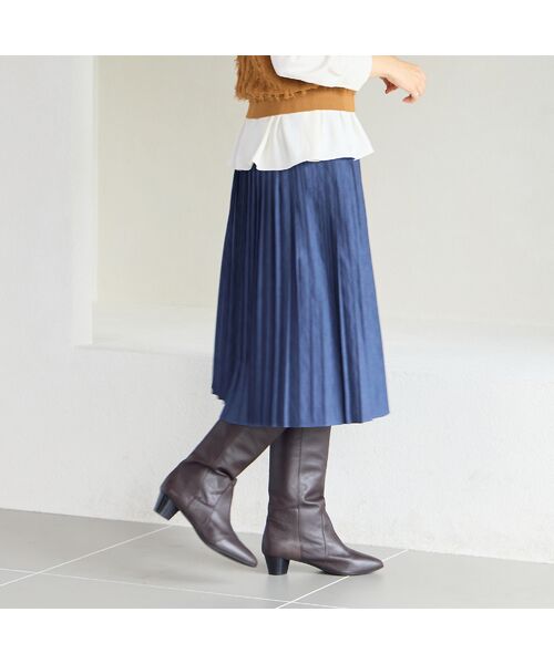 Liliane Burty ECLAT（Sサイズ） / リリアンビューティ エクラ ミニ・ひざ丈スカート | シャンブレーツイル　プリーツスカート | 詳細12