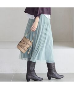 Liliane Burty ECLAT（Sサイズ） / リリアンビューティ エクラ ミニ・ひざ丈スカート | 【洗える・リバーシブル】チュール×デシンスカート