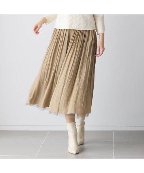 Liliane Burty ECLAT（Sサイズ） / リリアンビューティ エクラ ミニ・ひざ丈スカート | 【洗える・リバーシブル】チュール×デシンスカート | 詳細1